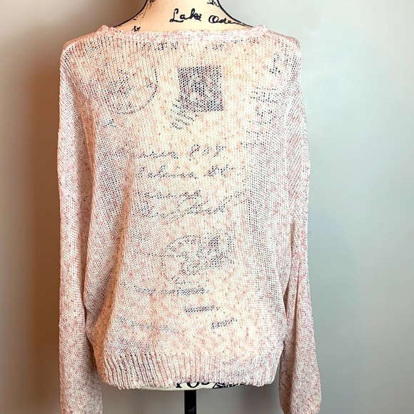 POL Open Knit Pink and White Slouch Sweater - Picture 4 of 8